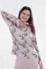 Yaprak Desenli V Yaka Uzun L Beden Pijama Takımı